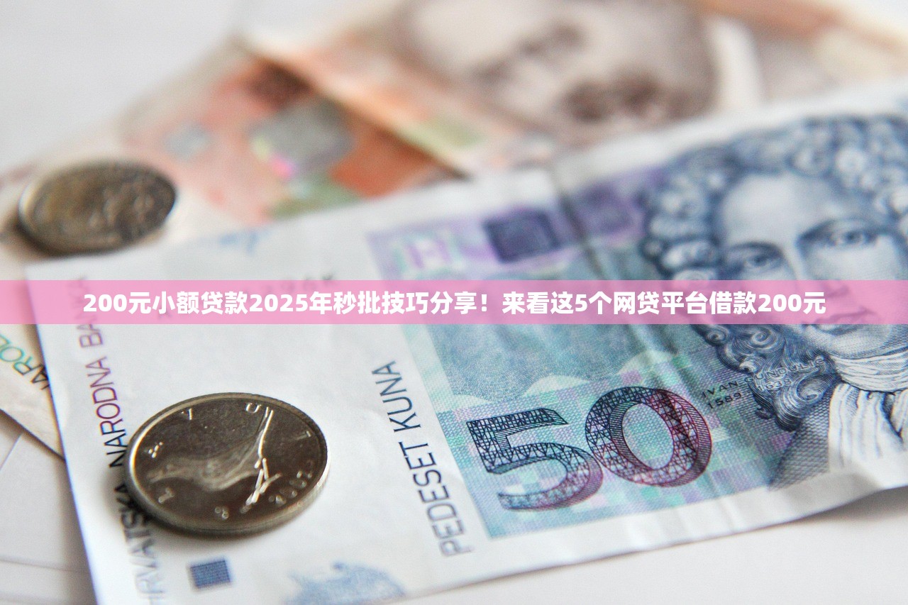 200元小额贷款2025年秒批技巧分享！来看这5个网贷平台借款200元