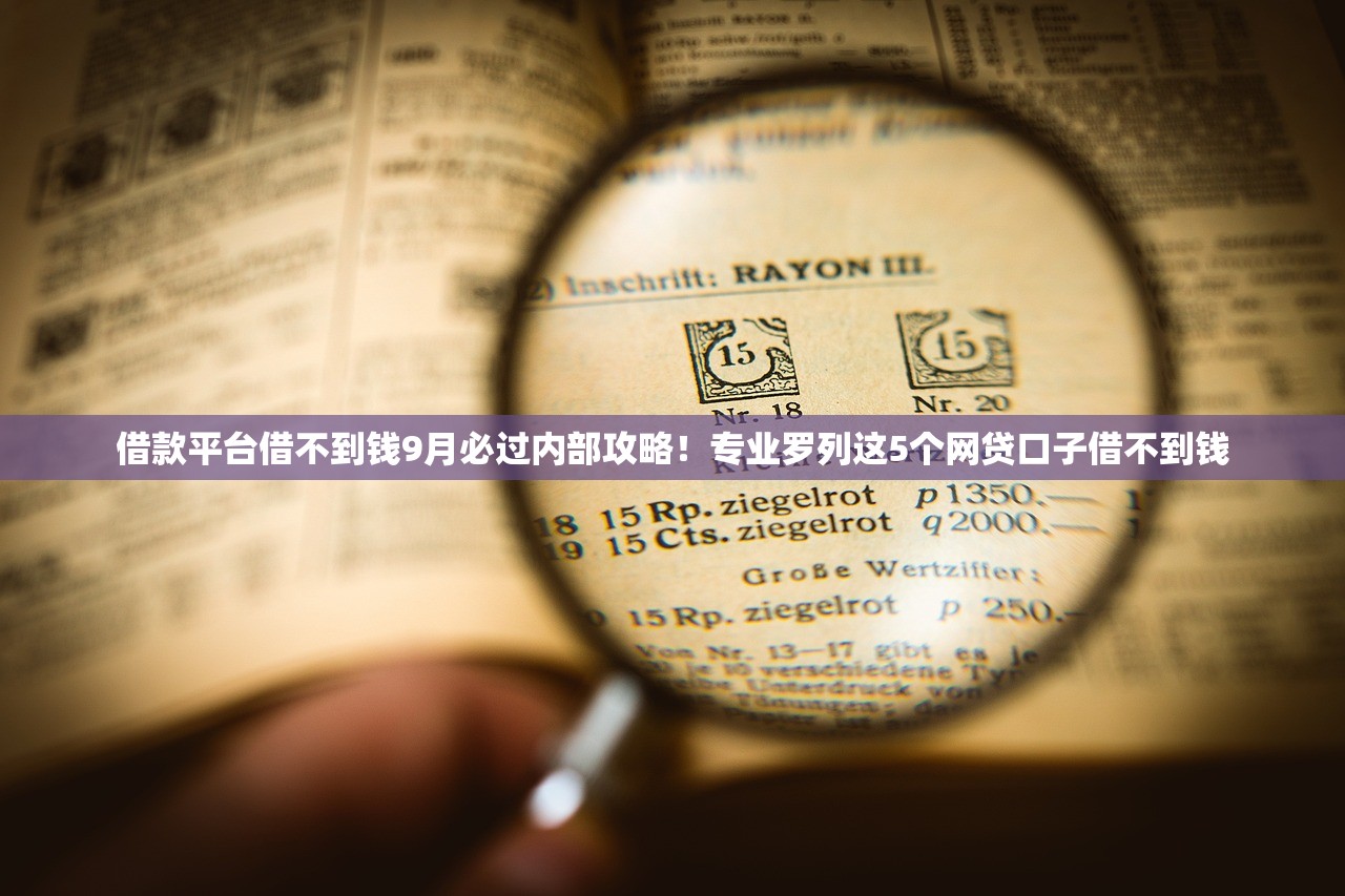 借款平台借不到钱9月必过内部攻略！专业罗列这5个网贷口子借不到钱